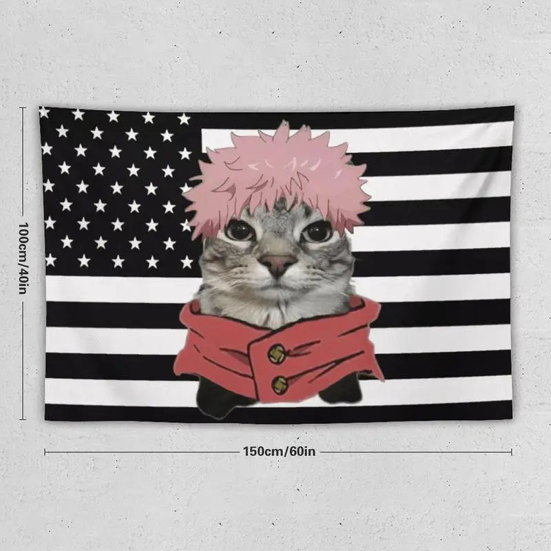 Jujutsu Kaisen Black USA Flag Tapestry