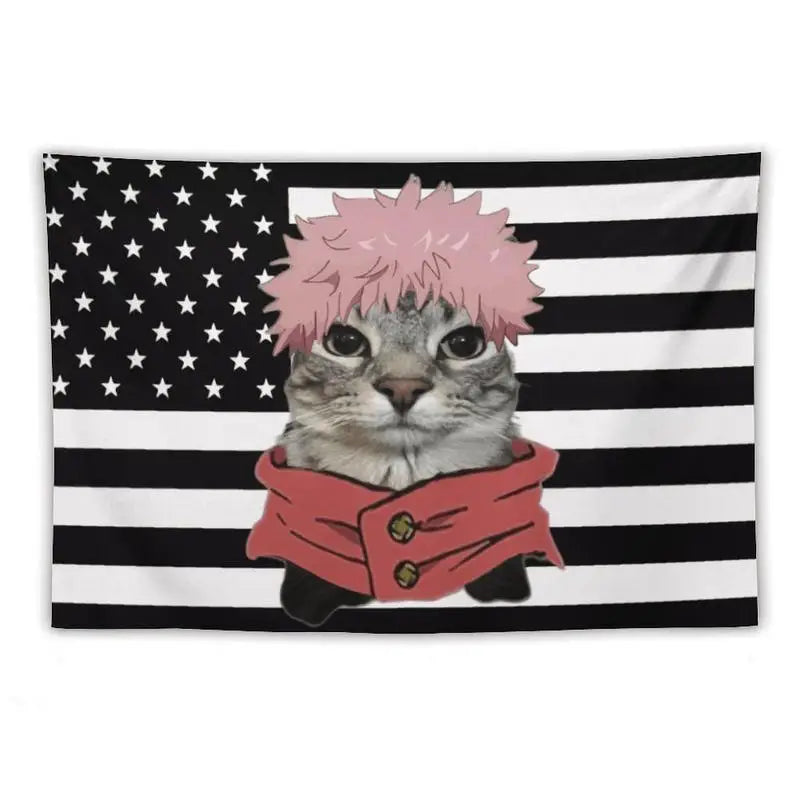 Jujutsu Kaisen Black USA Flag Tapestry