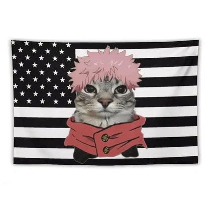 Jujutsu Kaisen Black USA Flag Tapestry