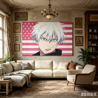 Gojo Satoru Pink American Flag
