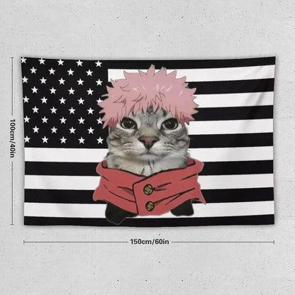 Jujutsu Kaisen Black USA Flag Tapestry