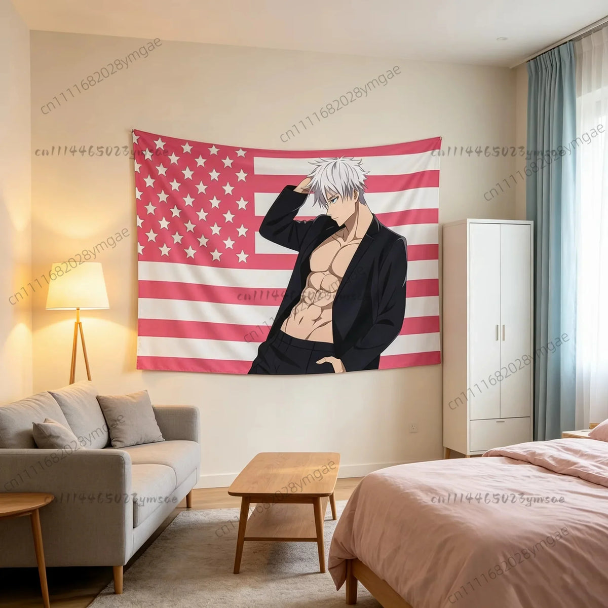 Gojo Satoru Pink American Flag