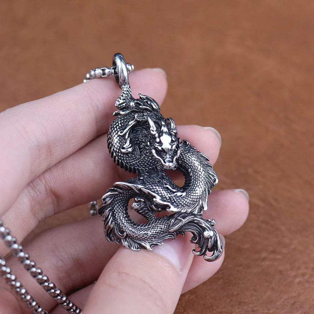 Dominus Steel Dragon Pendant Necklace